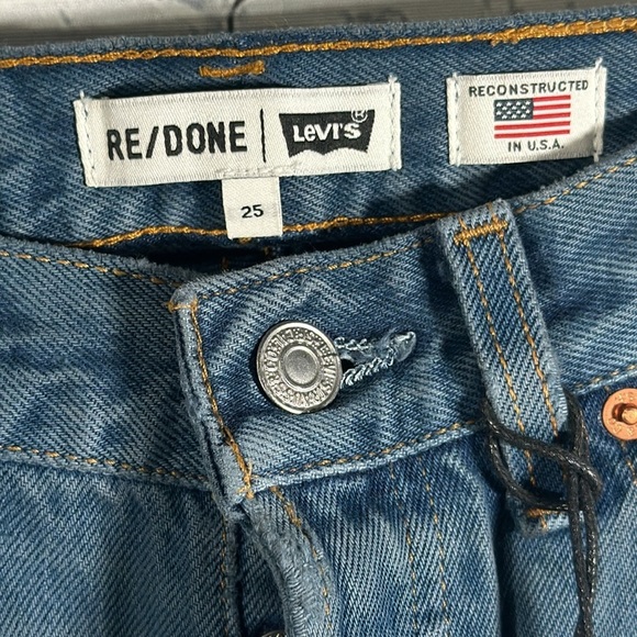 RE/DONE Levi’s Women's The 90’s Jean Relaxed High Rise Tinted Steel Blue Size 25 - Picture 7 of 16